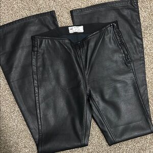Free People Black Faux Leather Flare Pants